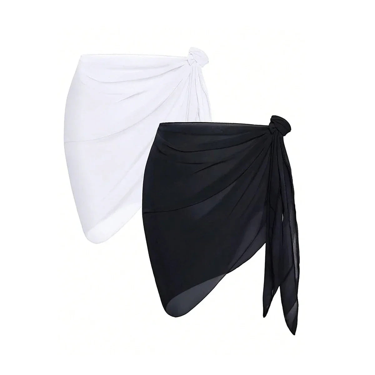 Women Summer Short Sarongs Swimsuit Coverups Beach Bikini Wrap Sheer Short Skirt Chiffon Scarf Cover Ups for Swimwear