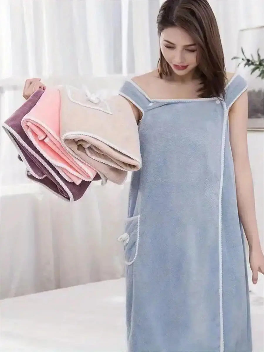 Absorbent Quick Dry Women's Wearable Bath Towel Multi Purpose Cover Up for Beach Spa Gym Daily Use
