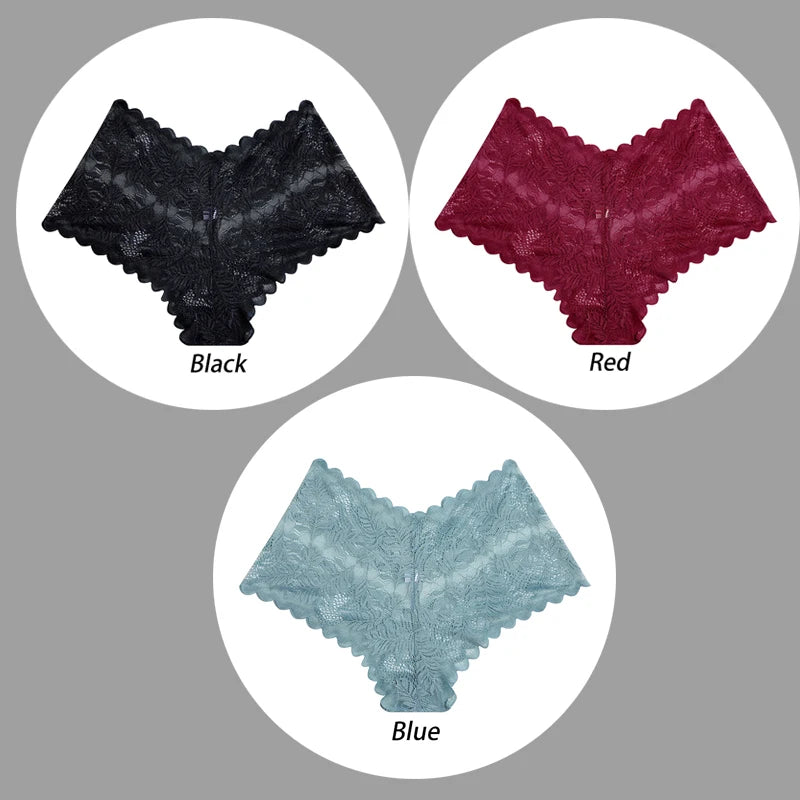 3PCS Underwear Women Sexy Lace Women Panties Seamless Hollow Out Briefs Transparent Female Underwear Breathable Lingerie