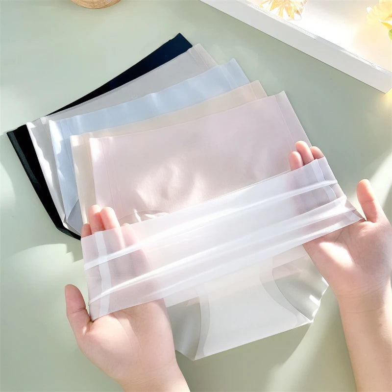 2PCS Ultra-thin Transparent Briefs Women's Panties Sexy Seamless Breathable Underwear Female Stretch Erotic Korean Lingerie