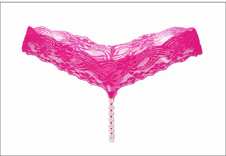 Sexy Underwear Women Erotic Sexy Lace T-Pants Pearl Massage Panties Ladies Transparent Seamless Sexy Thongs Crotchless Panties