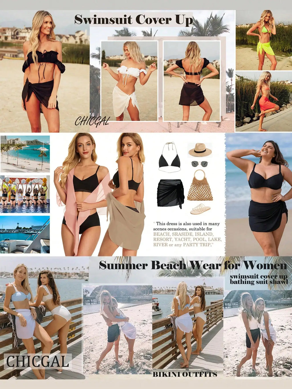 Summer Women Solid Color Short Bikini Wrap Chiffon Skirt Lightweight Scarf Swimsuit Hoodie Beach Swimming Hoodie Skirt