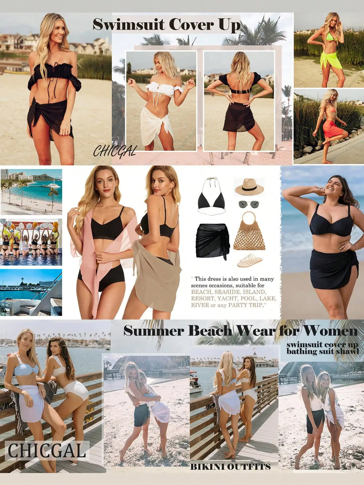 Summer Women Solid Color Short Bikini Wrap Chiffon Skirt Lightweight Scarf Swimsuit Hoodie Beach Swimming Hoodie Skirt