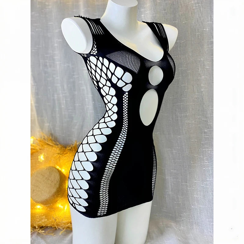 Women Fishnet Cover Up Dress Sexy See Through Hollow Out Elastic Swimwear Beachwear Summer for Music Festival Vacation Party