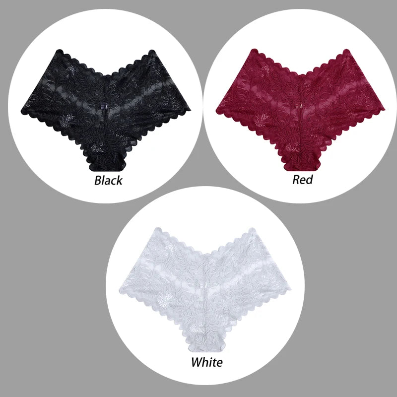 3PCS Underwear Women Sexy Lace Women Panties Seamless Hollow Out Briefs Transparent Female Underwear Breathable Lingerie