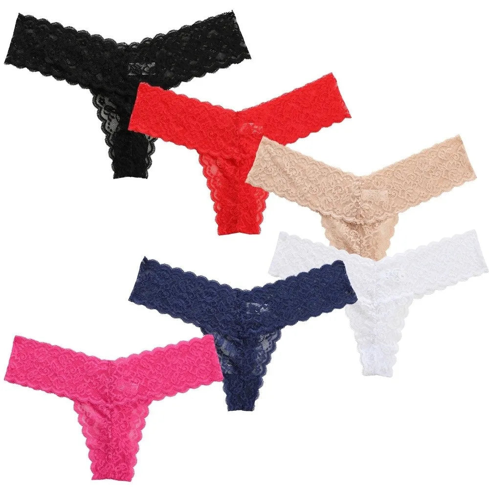 Sweet Low Waist Lace Seamless Panties Thong Bow Underwear for Women Transparent Cotton Crotch Mesh Lace Briefs Lady