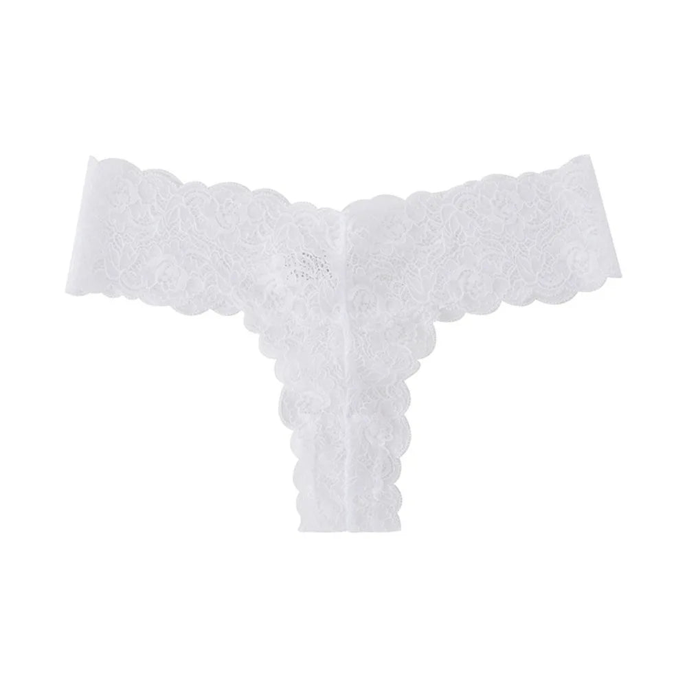 Sweet Low Waist Lace Seamless Panties Thong Bow Underwear for Women Transparent Cotton Crotch Mesh Lace Briefs Lady