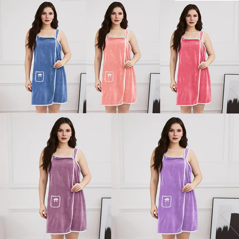 Absorbent Quick Dry Women's Wearable Bath Towel Multi Purpose Cover Up for Beach Spa Gym Daily Use