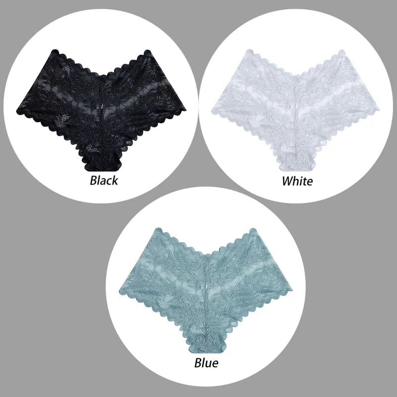 3PCS Underwear Women Sexy Lace Women Panties Seamless Hollow Out Briefs Transparent Female Underwear Breathable Lingerie