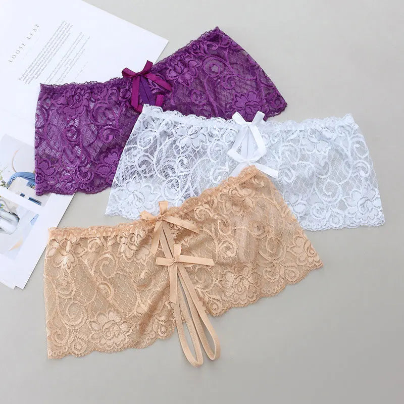 Sexy Lingerie Erotic Open Crotch Panties for Women Panties Lace Transparent Crotchless Underwear Underpants Lace Sexy G-String
