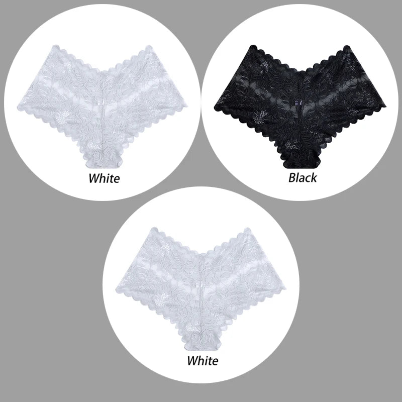 3PCS Underwear Women Sexy Lace Women Panties Seamless Hollow Out Briefs Transparent Female Underwear Breathable Lingerie