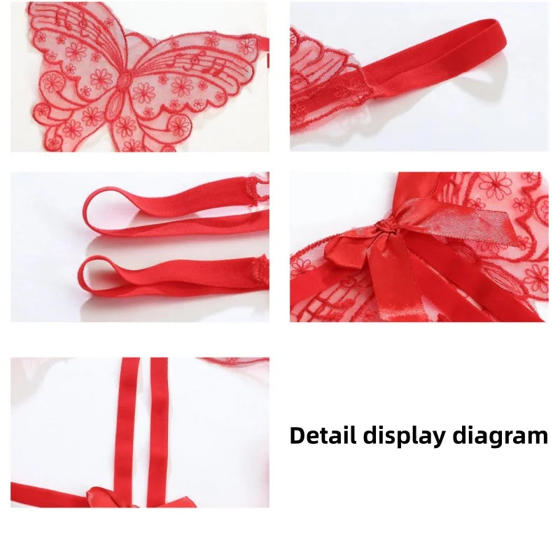 Women Sexy Lingerie Thong Open Panties Crotch Lace T-back Bow Underwear Crotchless Pants Open Back Underpants Briefs