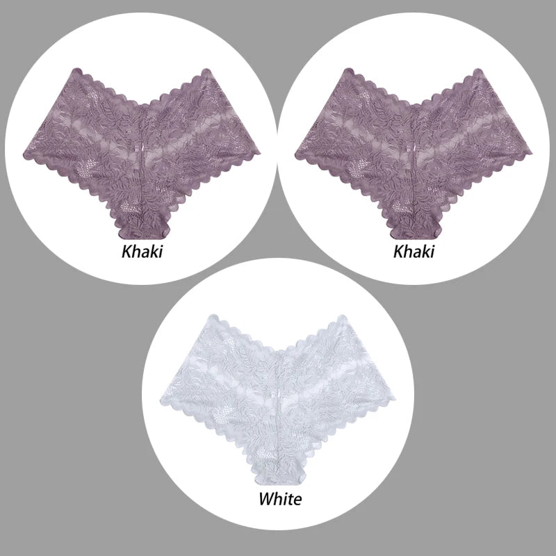 3PCS Underwear Women Sexy Lace Women Panties Seamless Hollow Out Briefs Transparent Female Underwear Breathable Lingerie
