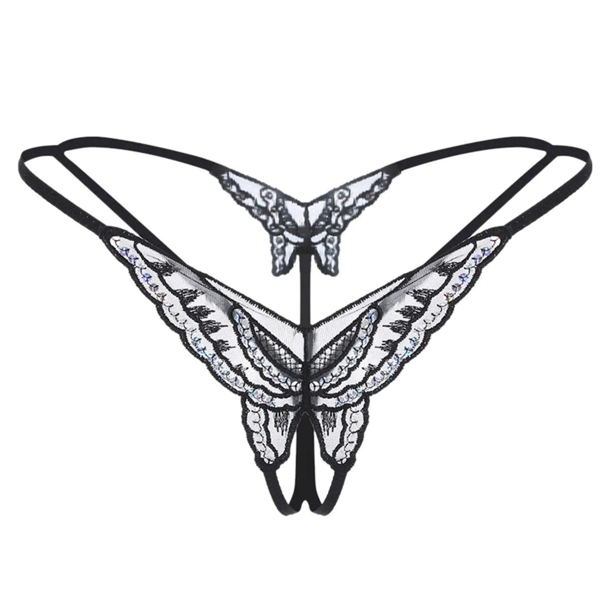 Womens Panties Sexy Lingerie Lace Sequins Embroidery Open Crotch Briefs Thong Transparent T Pants Underwear Ladies Pantys