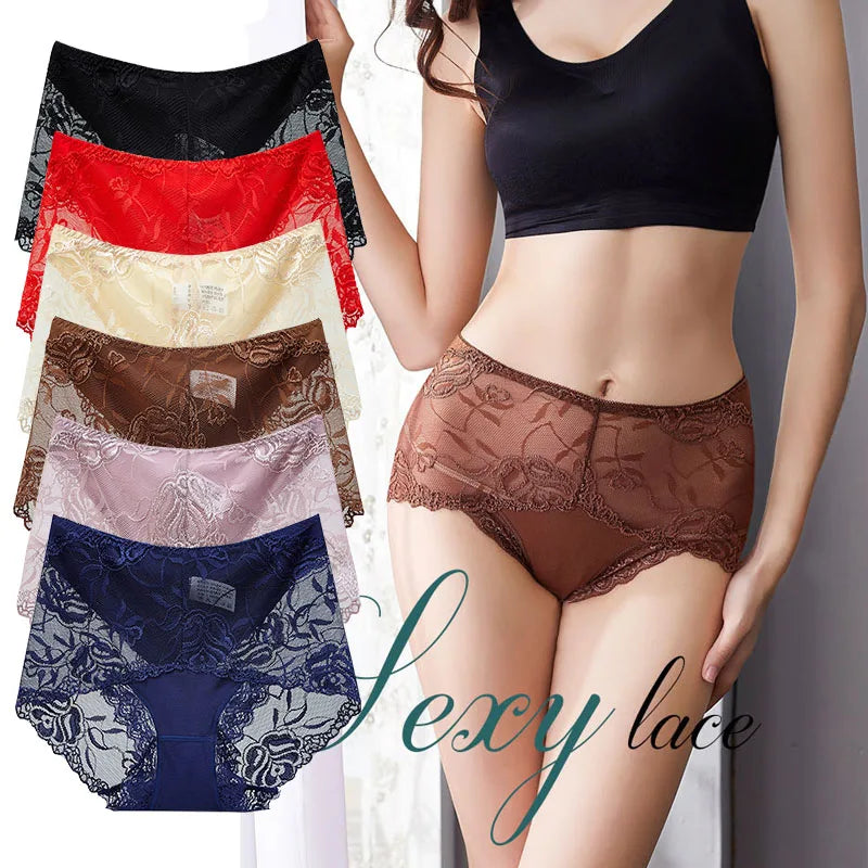 Sexy Lace Panties Women's Underwear   Female Underpants    Comfy  Elegant Briefs Transparent  Light Breathable   Lingerie