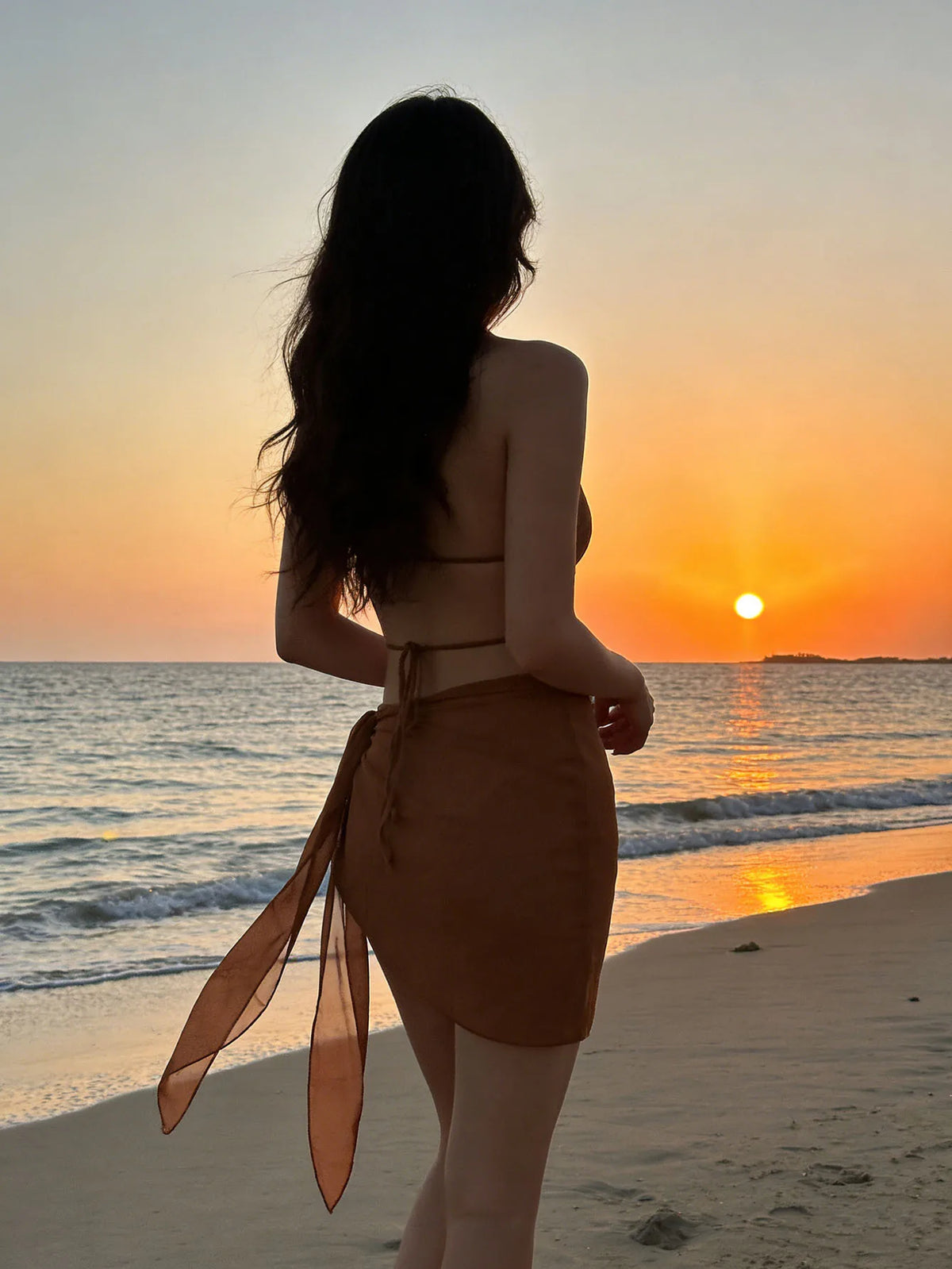 Summer Vacation Bikini Beach Skirt Women Beach Swimming Chiffon Skirt Lightweight Scarf Beach Swimsuit Hoodie Strap Design Sexy
