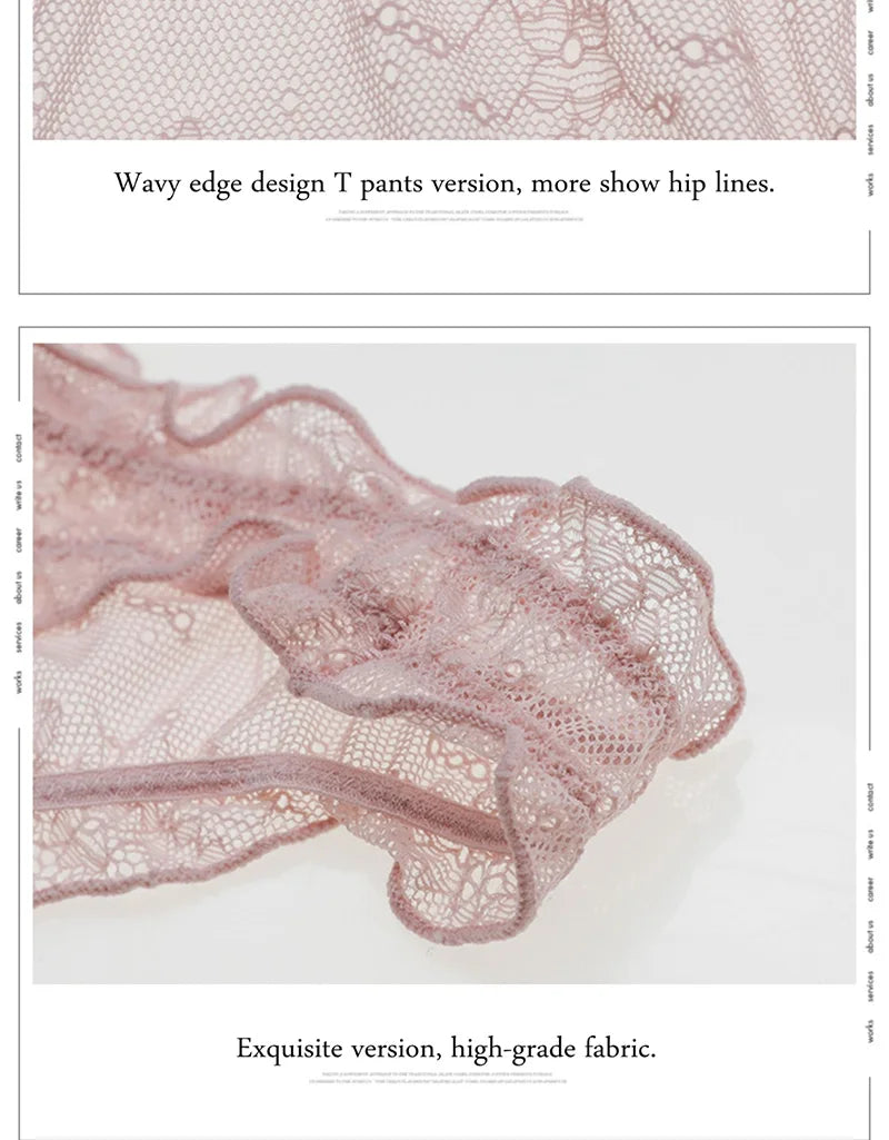 Sexy Panties Cute Rabbit Tail Women's Thong Lace Briefs Transparent Underwear Comfort Breathable Low Rise G string Underpants