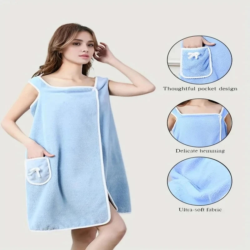 Womens Fast Drying Bath Towel 135x80cm Wearable Beach Spa Shower Gym Towel Girls Clothing Wash Robe