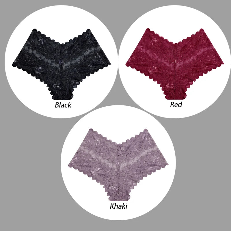 3PCS Underwear Women Sexy Lace Women Panties Seamless Hollow Out Briefs Transparent Female Underwear Breathable Lingerie