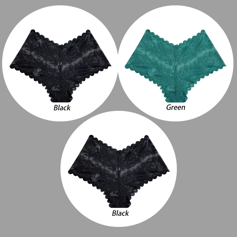 3PCS Underwear Women Sexy Lace Women Panties Seamless Hollow Out Briefs Transparent Female Underwear Breathable Lingerie
