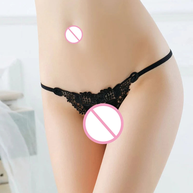 T Panties Female Underwear Lace Seamless Thongs Women's Pants Sexy Pearl G-String Erotic Women Crotchless Breathable Sleepwear
