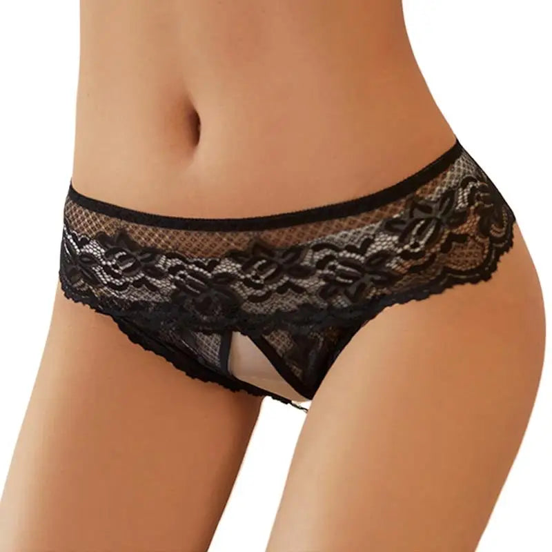 Exotic Sex Underwear White Open Crotch Transparent Crotchless Women's Underpants Sexy Hollow Out Lace Panties Erotic Costumes