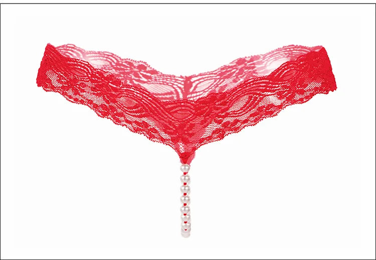 Sexy Underwear Women Erotic Sexy Lace T-Pants Pearl Massage Panties Ladies Transparent Seamless Sexy Thongs Crotchless Panties