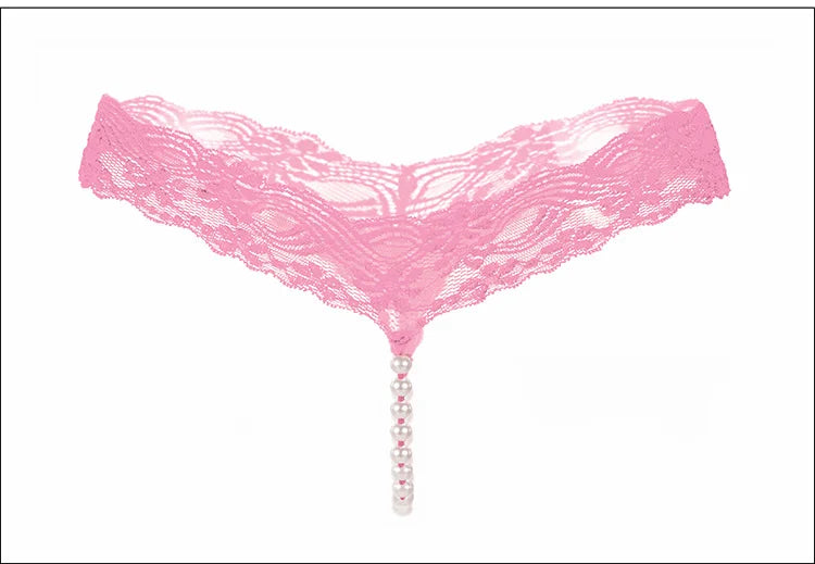 Sexy Underwear Women Erotic Sexy Lace T-Pants Pearl Massage Panties Ladies Transparent Seamless Sexy Thongs Crotchless Panties
