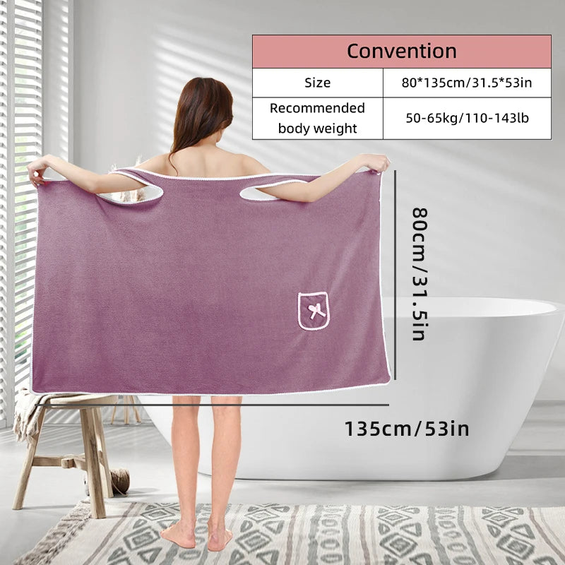 Absorbent Quick Dry Women's Wearable Bath Towel Multi Purpose Cover Up for Beach Spa Gym Daily Use