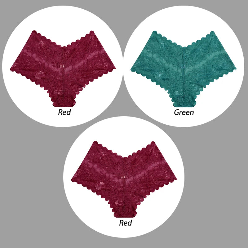 3PCS Underwear Women Sexy Lace Women Panties Seamless Hollow Out Briefs Transparent Female Underwear Breathable Lingerie