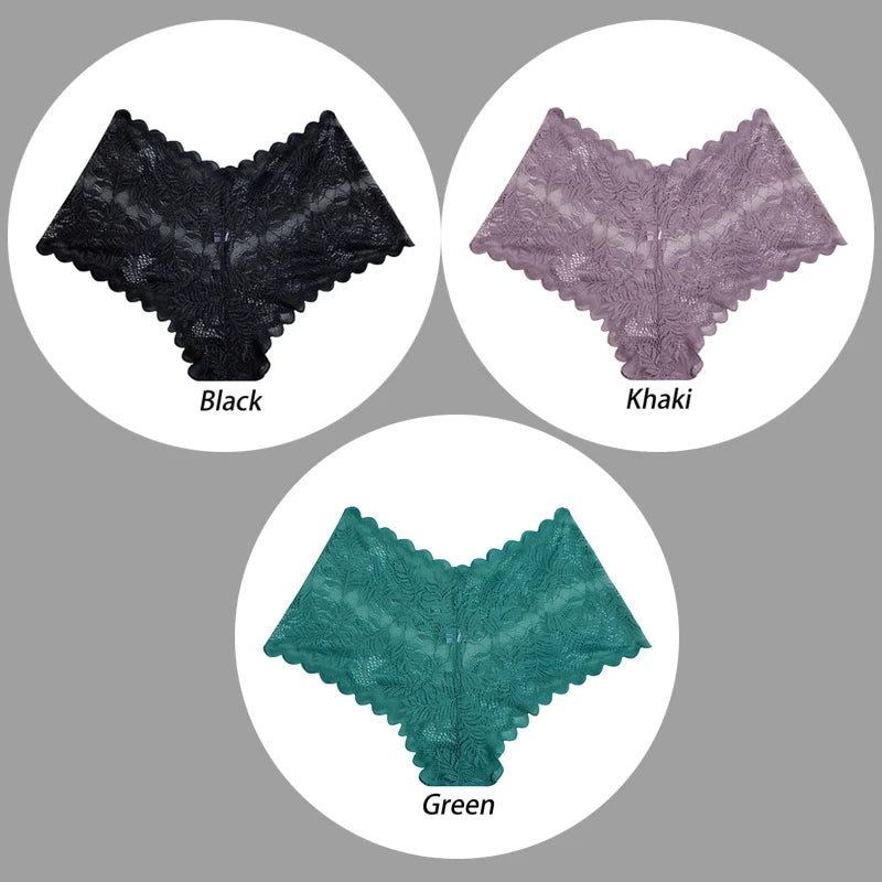 3PCS Underwear Women Sexy Lace Women Panties Seamless Hollow Out Briefs Transparent Female Underwear Breathable Lingerie