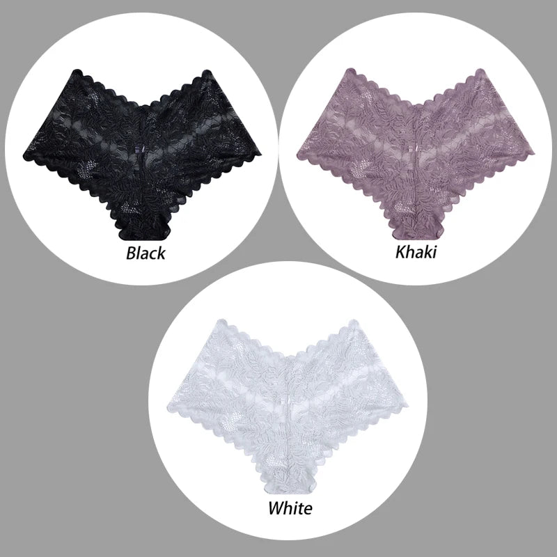 3PCS Underwear Women Sexy Lace Women Panties Seamless Hollow Out Briefs Transparent Female Underwear Breathable Lingerie