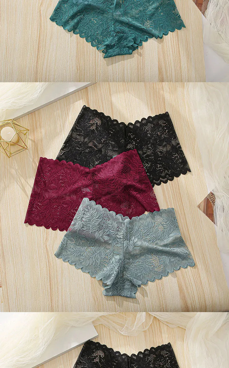 3Pcs Women Panties Sexy Lace Female Underpants Plus Size Underwear Large Size Lightweight Seamless Low Waist Briefs Breathable