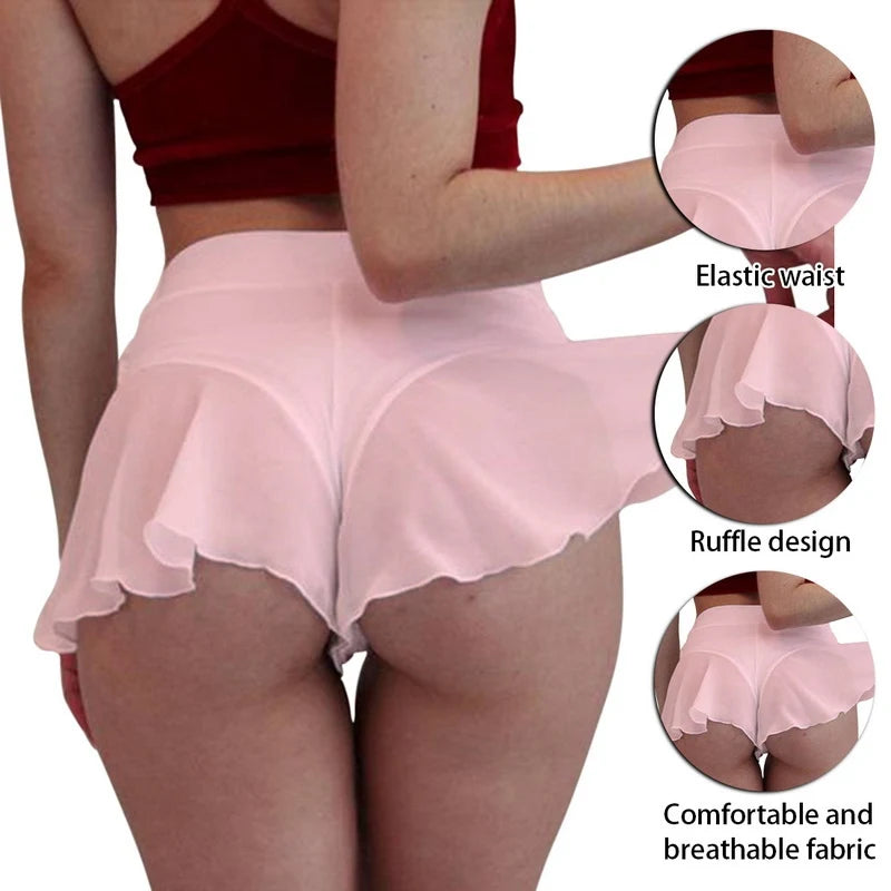 Women See Through Panties Sport Dress Ruffles Dancewear Sexy Underwear Women Mini Dress Sexy Tennis Skirt Lingerie Thongs
