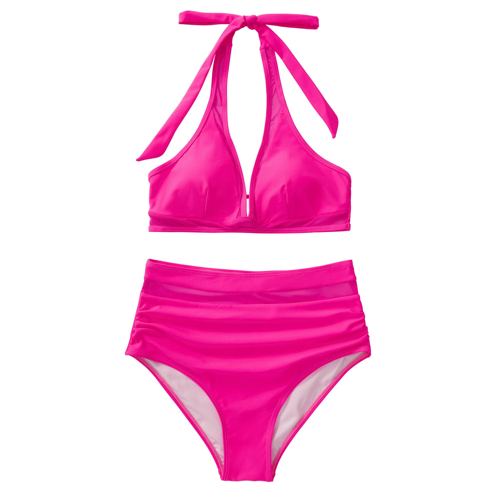 Women High Waist Bikini Set Two Piece Beachwear Summer Beach Vacation Swimwear Swimsuit Push Up Bathing Suits Female