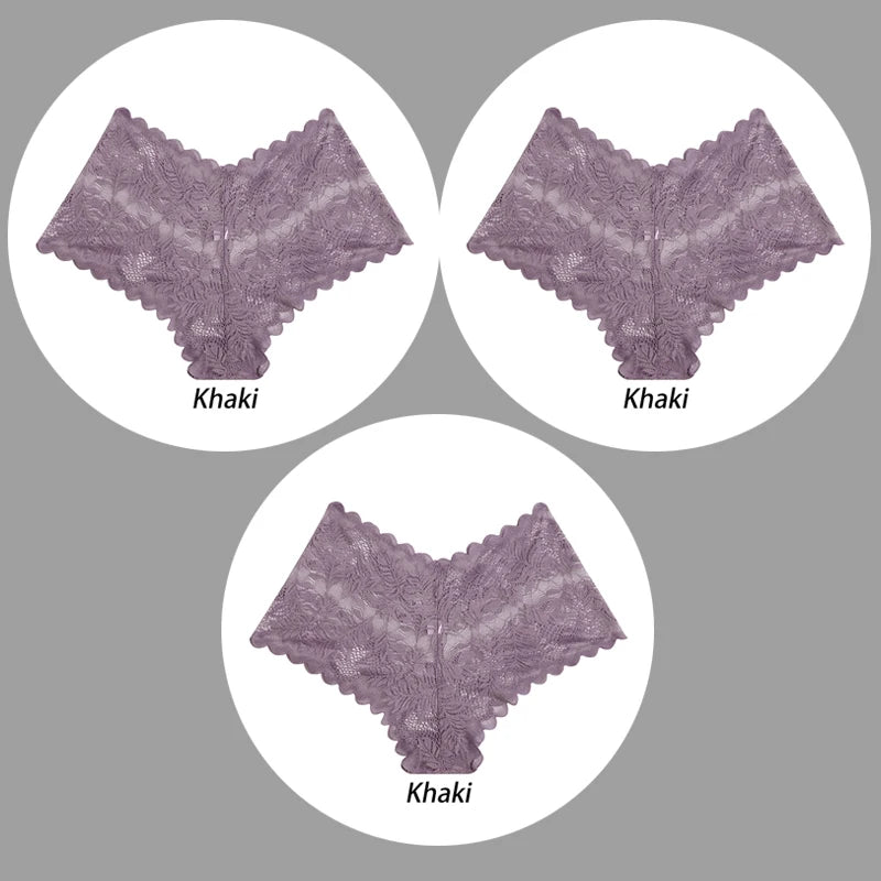 3PCS Underwear Women Sexy Lace Women Panties Seamless Hollow Out Briefs Transparent Female Underwear Breathable Lingerie