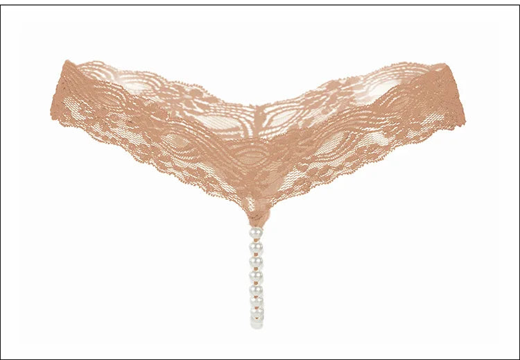 Sexy Underwear Women Erotic Sexy Lace T-Pants Pearl Massage Panties Ladies Transparent Seamless Sexy Thongs Crotchless Panties