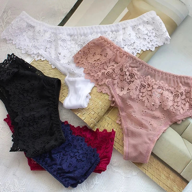 Sexy Panties For Women Underwear Lace Low-waist Solid Underpant Women's Lingerie Transparent Thong Hollow Out Female Briefs