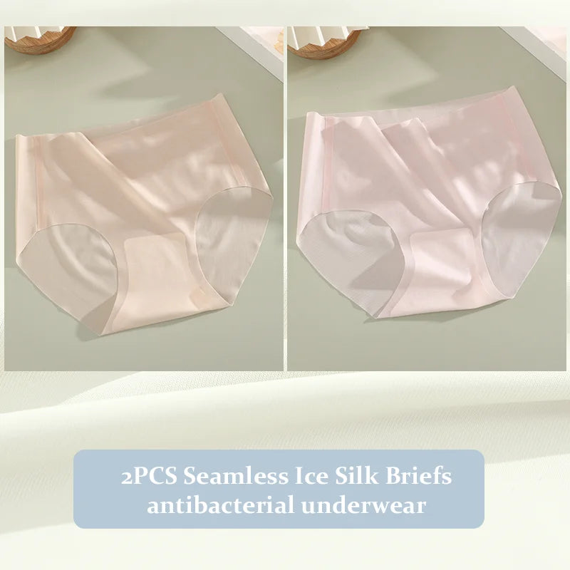 2PCS Ultra-thin Transparent Briefs Women's Panties Sexy Seamless Breathable Underwear Female Stretch Erotic Korean Lingerie