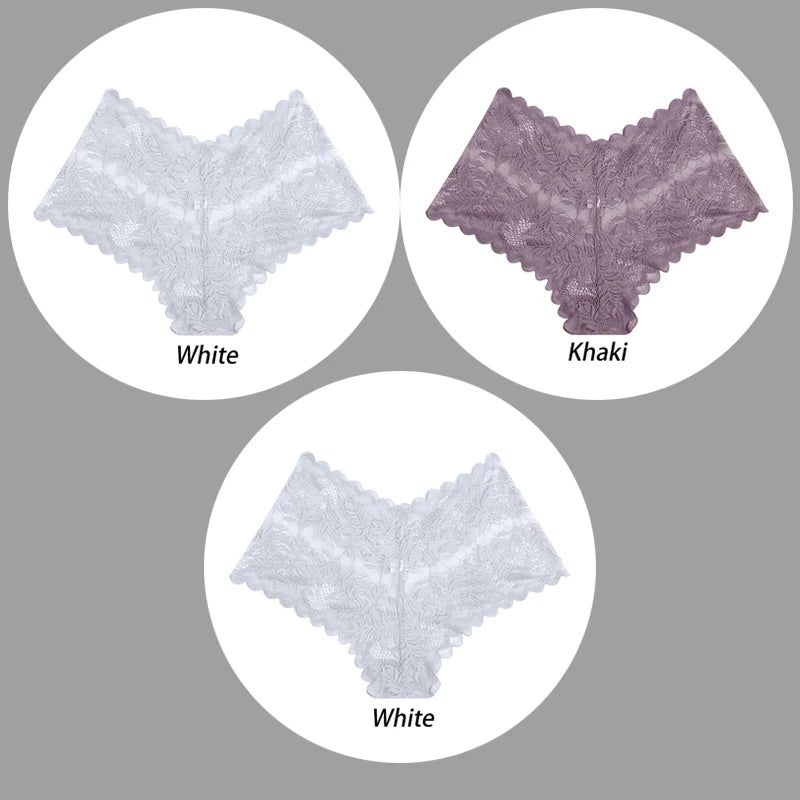 3PCS Underwear Women Sexy Lace Women Panties Seamless Hollow Out Briefs Transparent Female Underwear Breathable Lingerie