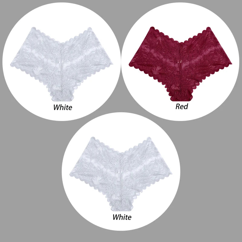 3PCS Underwear Women Sexy Lace Women Panties Seamless Hollow Out Briefs Transparent Female Underwear Breathable Lingerie