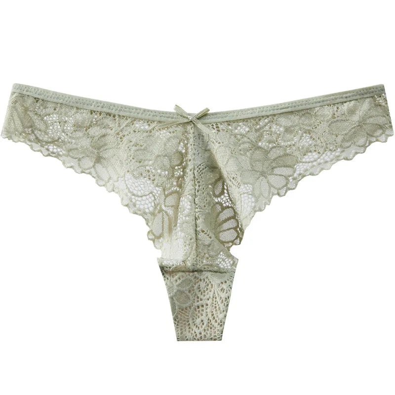 Thong Panty for Women Low Waist Lace Underwear Hollow Transparent T-pants