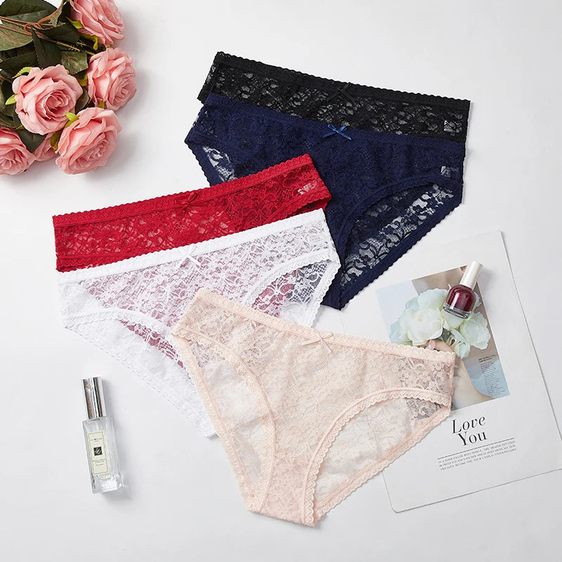1Pcs Panties For Women Sexy Lace Transparent Female Briefs Low-rIse Underpants For Ladies Intimates Women's Underwear BANNIROU