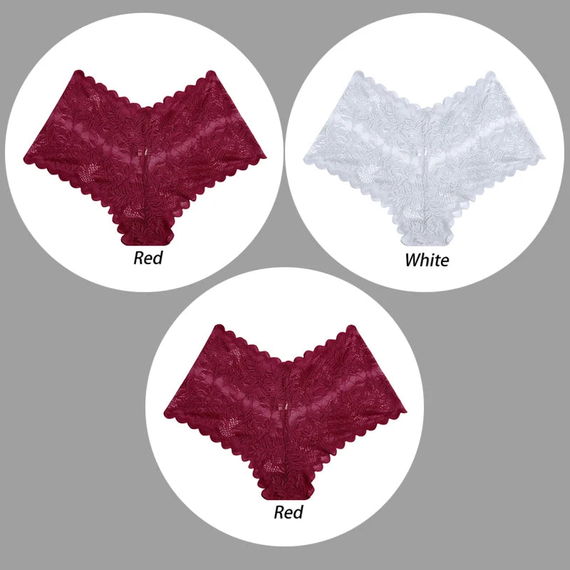 3PCS Underwear Women Sexy Lace Women Panties Seamless Hollow Out Briefs Transparent Female Underwear Breathable Lingerie