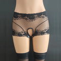 Women Sexy Open Crotch Panties Transparent Lace Hollow Out Crotchless Underwear Thongs Plus Size Female Underpants Briefs Tangas