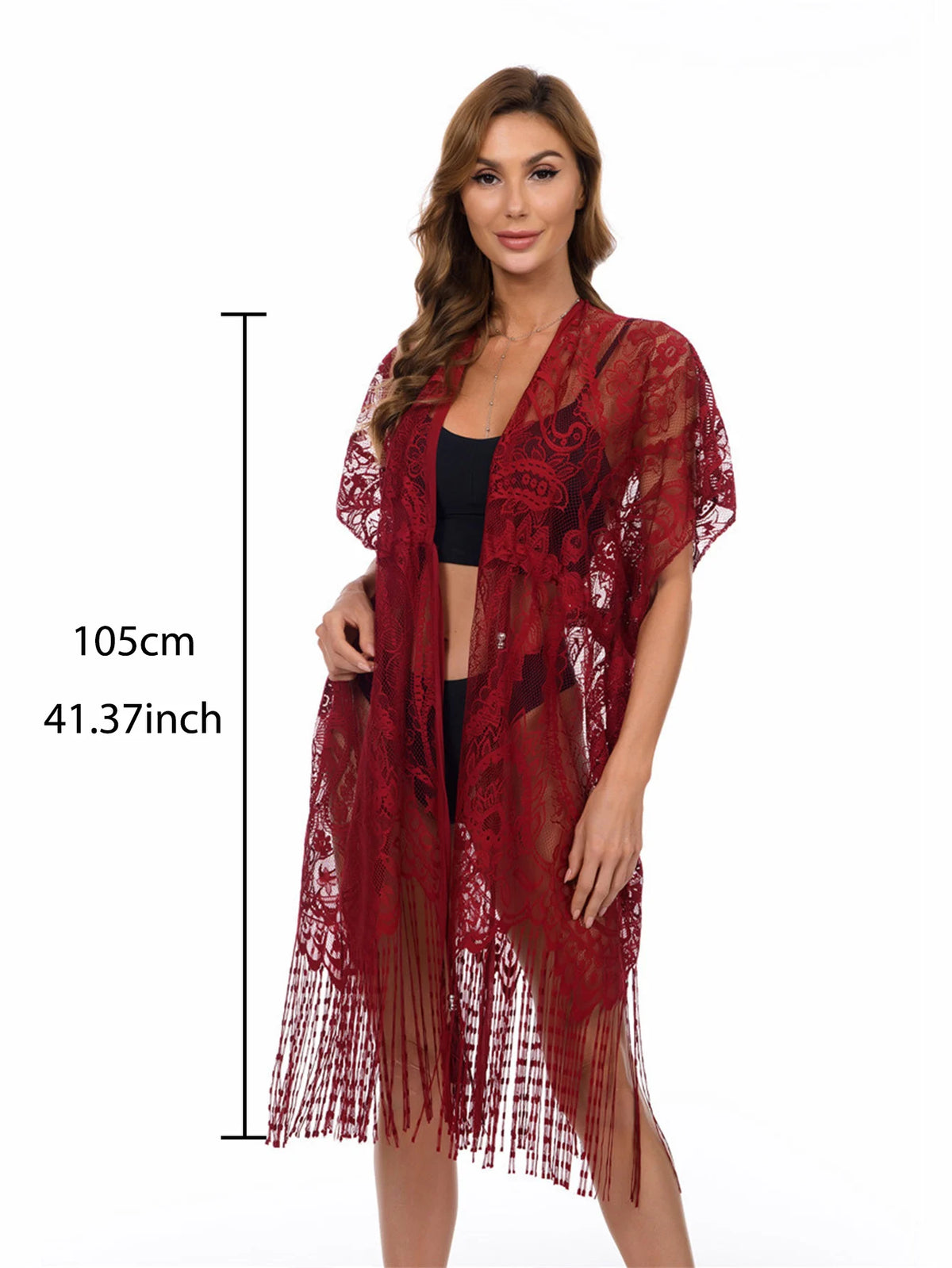 Women Swimsuit Cover Up Tassels beach sarong Long Beach Dress Floral Lace Bathing Suit Kimono Bikini Swim Coverup