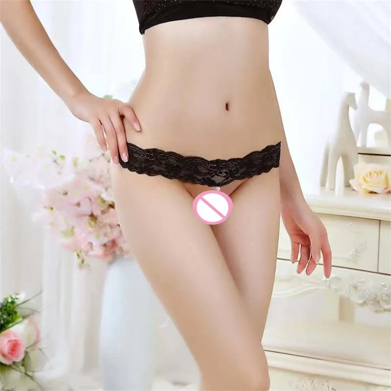 Sexy Underwear Women Erotic Sexy Lace T-Pants Pearl Massage Panties Ladies Transparent Seamless