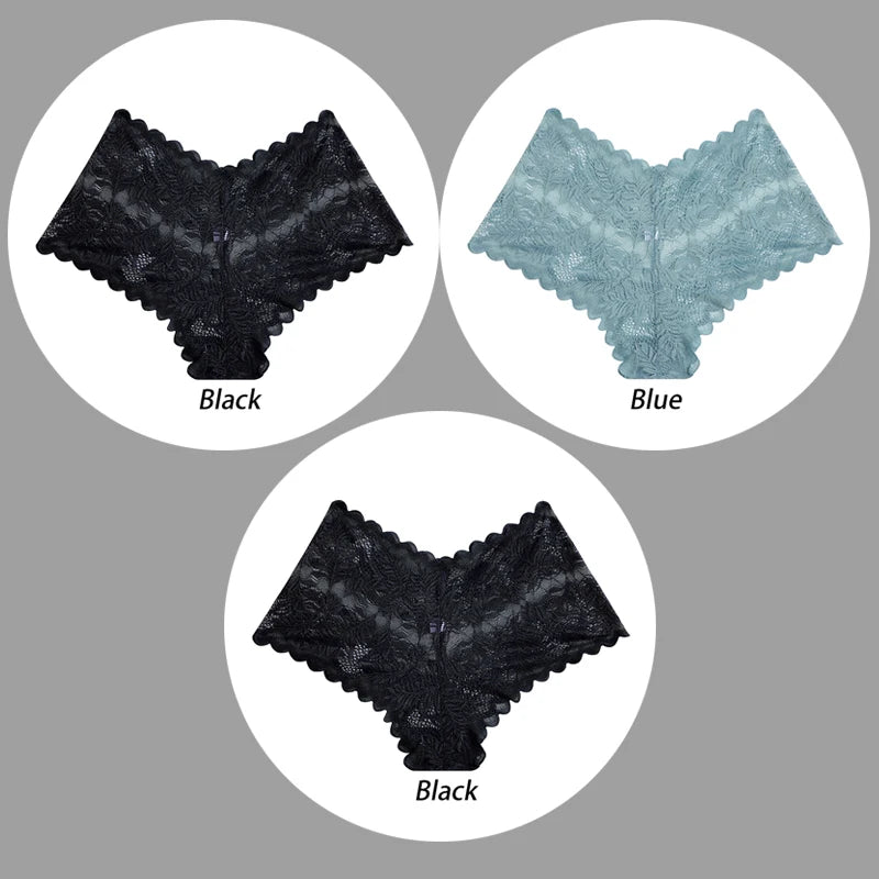 3PCS Underwear Women Sexy Lace Women Panties Seamless Hollow Out Briefs Transparent Female Underwear Breathable Lingerie