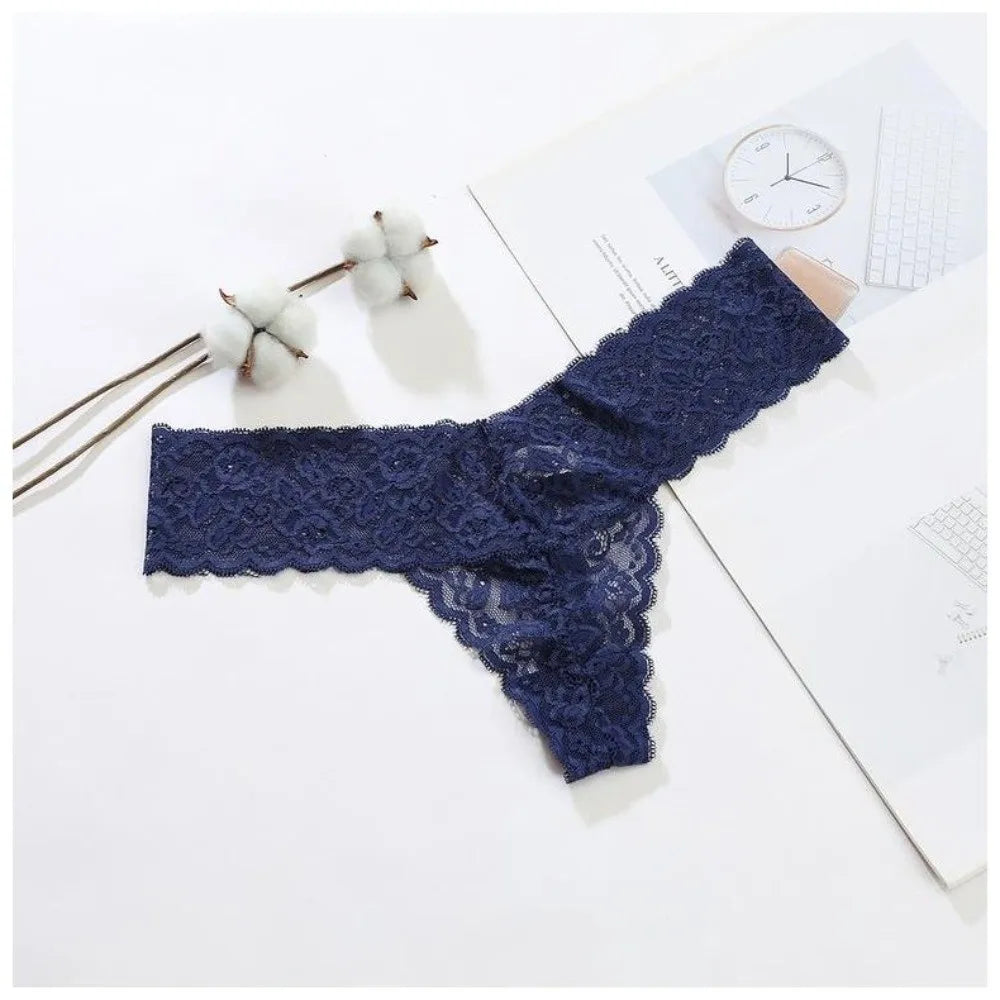 Sweet Low Waist Lace Seamless Panties Thong Bow Underwear for Women Transparent Cotton Crotch Mesh Lace Briefs Lady