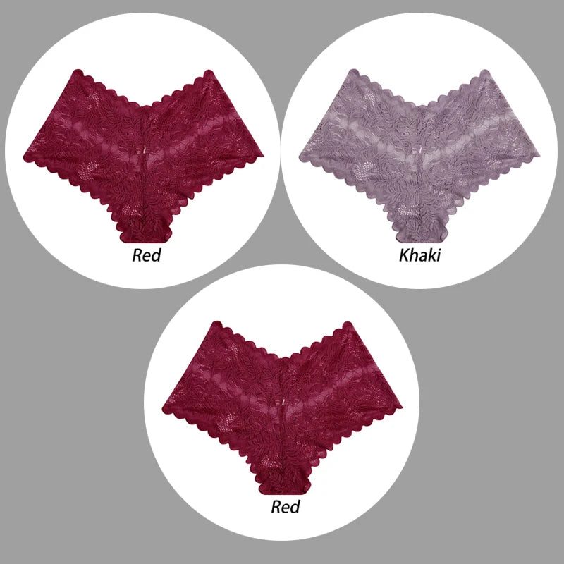 3PCS Underwear Women Sexy Lace Women Panties Seamless Hollow Out Briefs Transparent Female Underwear Breathable Lingerie